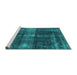 Sideview of Machine Washable Oriental Turquoise Industrial Area Rugs, wshurb2201turq