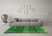 Machine Washable Oriental Green Industrial Area Rugs in a Living Room,, wshurb2201grn