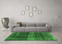 Machine Washable Oriental Green Industrial Rug, wshurb2201grn