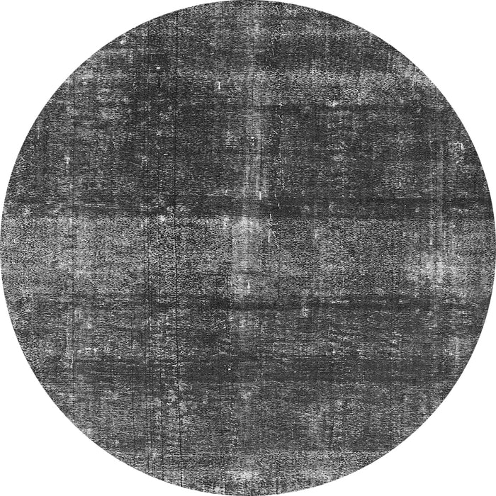 Round Machine Washable Oriental Gray Industrial Rug, wshurb2201gry