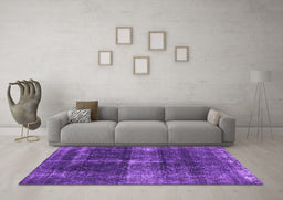 Machine Washable Oriental Purple Industrial Area Rugs in a Living Room, wshurb2201pur