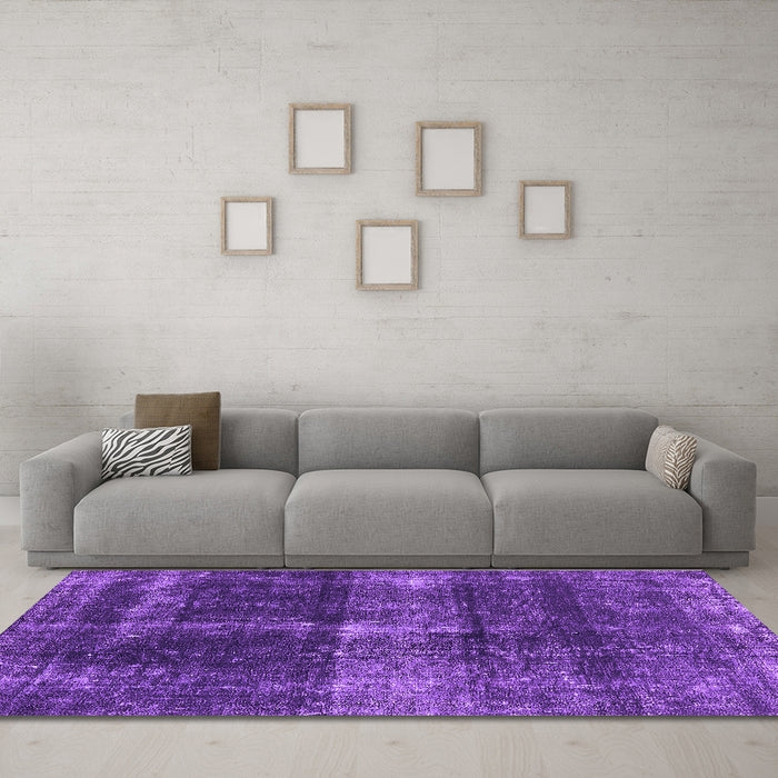 Machine Washable Oriental Purple Industrial Area Rugs in a Living Room, wshurb2201pur