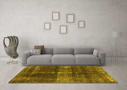 Machine Washable Oriental Yellow Industrial Rug in a Living Room, wshurb2201yw