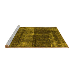 Sideview of Machine Washable Oriental Yellow Industrial Rug, wshurb2201yw