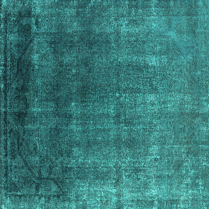 Square Machine Washable Oriental Turquoise Industrial Area Rugs, wshurb2202turq