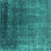 Square Machine Washable Oriental Turquoise Industrial Area Rugs, wshurb2202turq