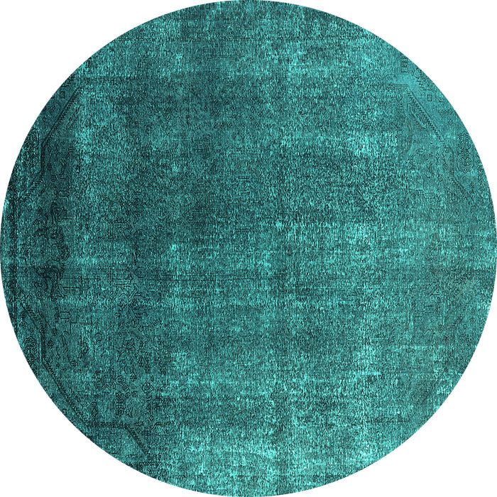 Round Oriental Turquoise Industrial Rug, urb2202turq