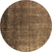 Round Machine Washable Oriental Brown Industrial Rug, wshurb2202brn