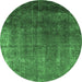 Round Oriental Emerald Green Industrial Rug, urb2202emgrn