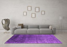 Machine Washable Oriental Purple Industrial Area Rugs in a Living Room, wshurb2202pur