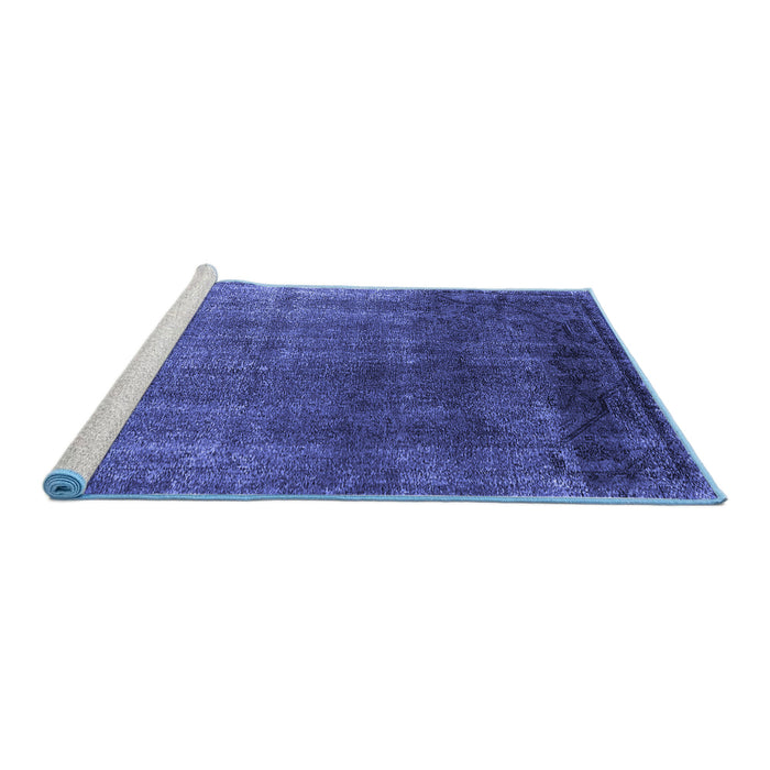 Sideview of Machine Washable Oriental Blue Industrial Rug, wshurb2202blu