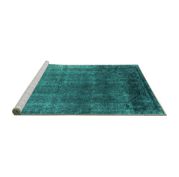 Sideview of Machine Washable Oriental Turquoise Industrial Area Rugs, wshurb2202turq