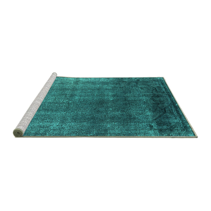 Sideview of Machine Washable Oriental Turquoise Industrial Area Rugs, wshurb2202turq