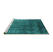 Sideview of Machine Washable Oriental Turquoise Industrial Area Rugs, wshurb2202turq