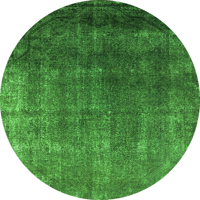 Round Oriental Green Industrial Rug, urb2202grn