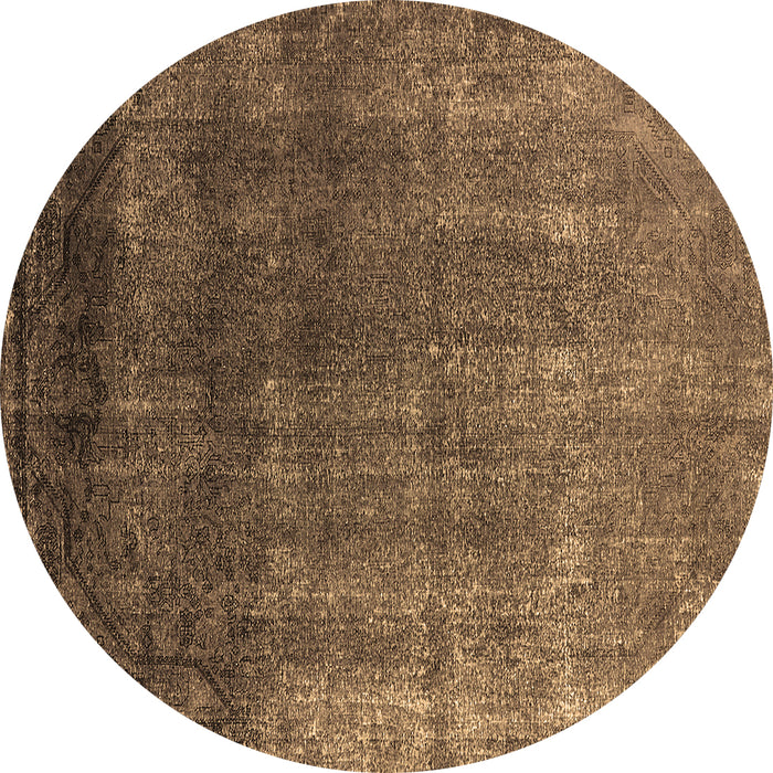Round Oriental Brown Industrial Rug, urb2202brn