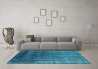 Machine Washable Oriental Light Blue Industrial Rug, wshurb2202lblu