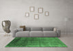Machine Washable Oriental Emerald Green Industrial Area Rugs in a Living Room,, wshurb2202emgrn