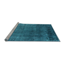 Sideview of Machine Washable Oriental Light Blue Industrial Rug, wshurb2202lblu