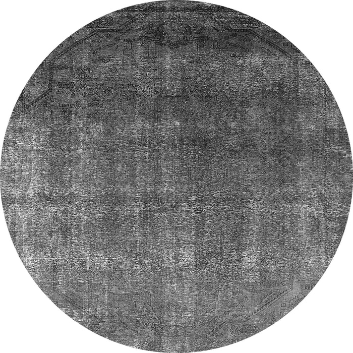 Round Machine Washable Oriental Gray Industrial Rug, wshurb2202gry