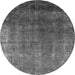 Round Machine Washable Oriental Gray Industrial Rug, wshurb2202gry