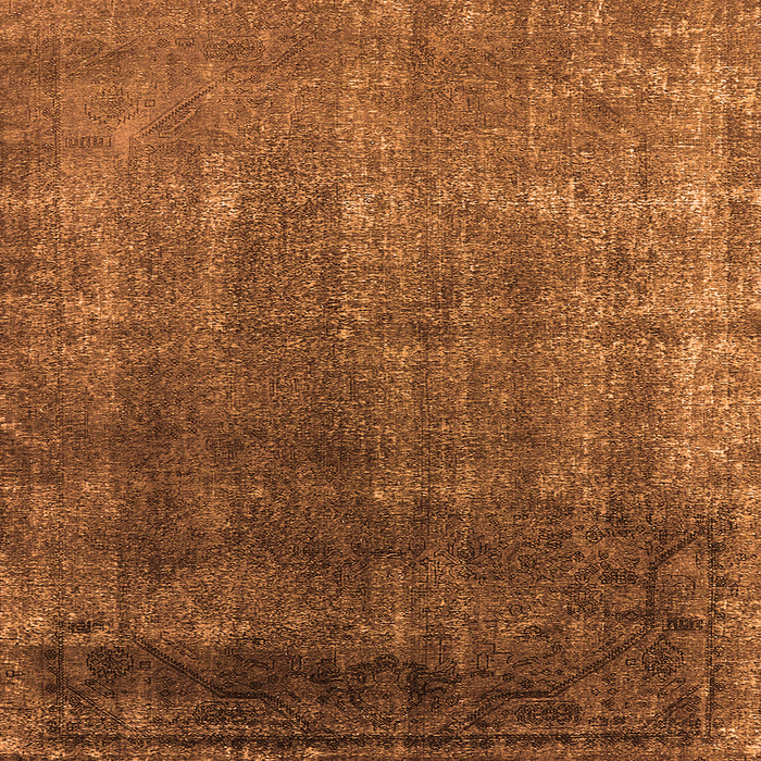 Square Machine Washable Oriental Orange Industrial Area Rugs, wshurb2202org