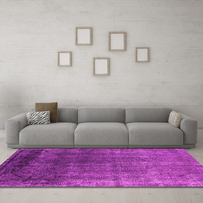 Machine Washable Oriental Pink Industrial Rug in a Living Room, wshurb2202pnk