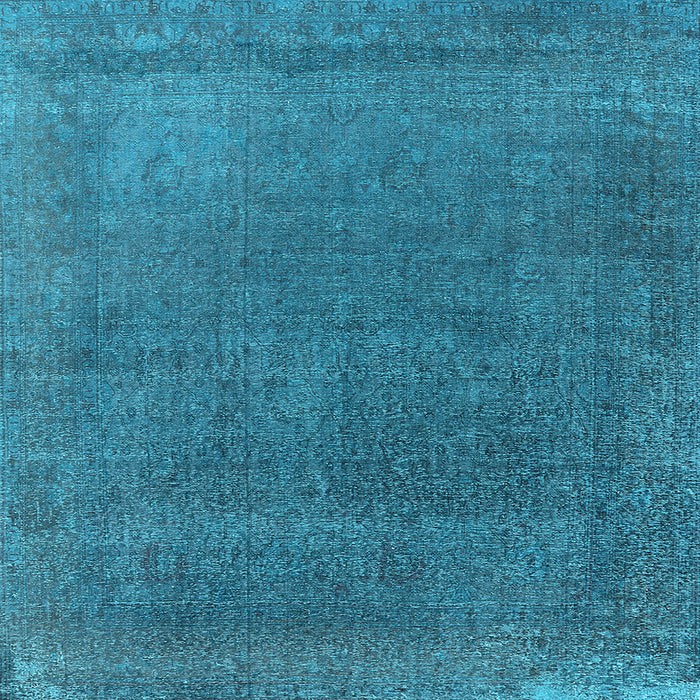 Square Machine Washable Oriental Light Blue Industrial Rug, wshurb2203lblu