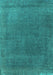 Machine Washable Oriental Turquoise Industrial Area Rugs, wshurb2203turq