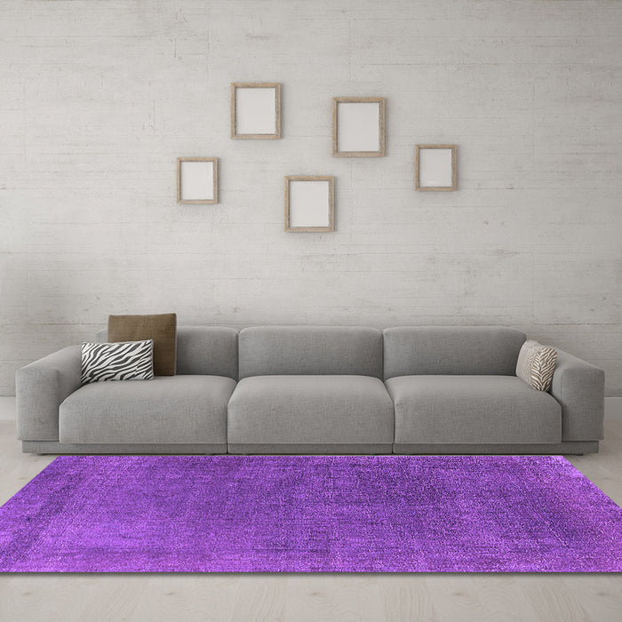 Machine Washable Oriental Purple Industrial Area Rugs in a Living Room, wshurb2203pur