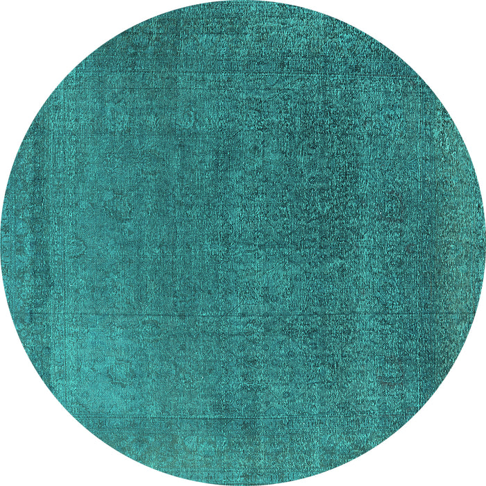 Round Oriental Turquoise Industrial Rug, urb2203turq