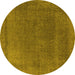 Round Oriental Yellow Industrial Rug, urb2203yw