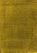 Machine Washable Oriental Yellow Industrial Rug, wshurb2203yw