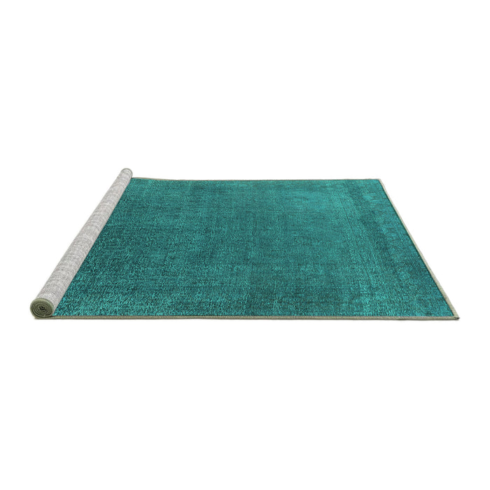 Sideview of Machine Washable Oriental Turquoise Industrial Area Rugs, wshurb2203turq