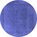 Round Oriental Blue Industrial Rug, urb2203blu