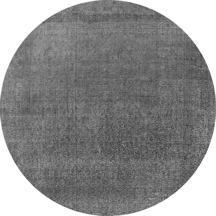 Round Machine Washable Oriental Gray Industrial Rug, wshurb2203gry
