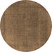 Round Machine Washable Oriental Brown Industrial Rug, wshurb2203brn