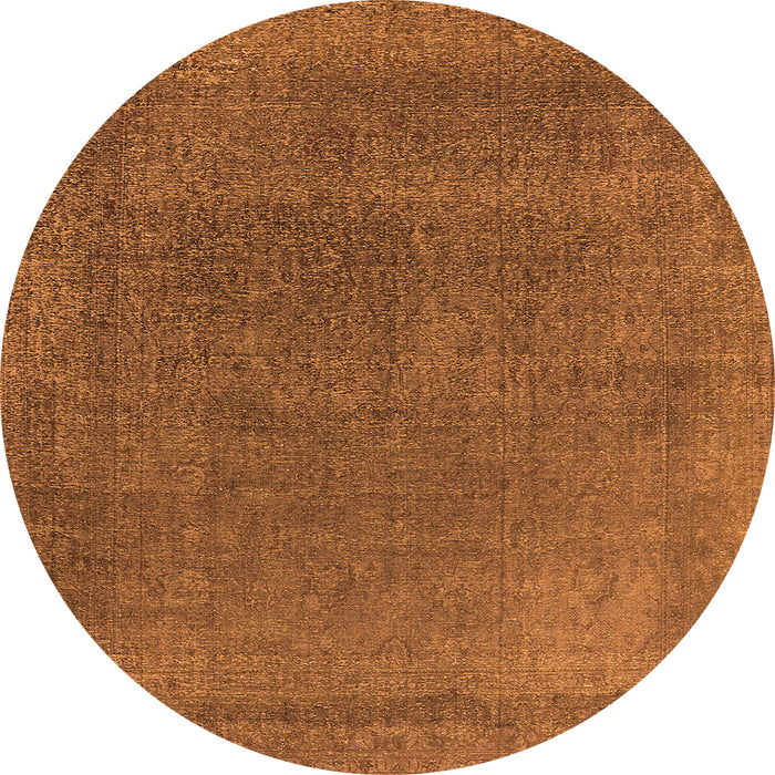 Round Machine Washable Oriental Orange Industrial Area Rugs, wshurb2203org