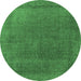 Round Oriental Emerald Green Industrial Rug, urb2203emgrn