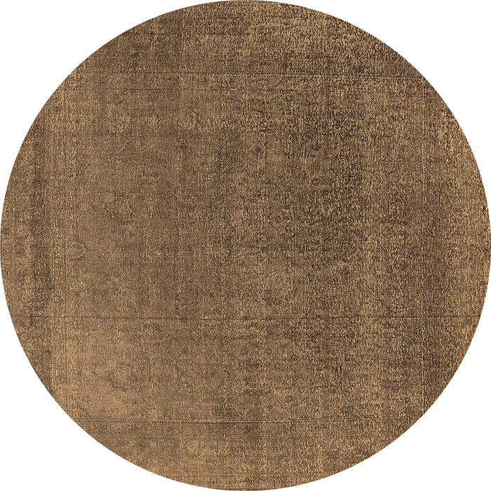 Round Oriental Brown Industrial Rug, urb2203brn
