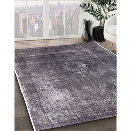 Mid-Century Modern Gunmetal Gray Oriental Rug in Family Room, urb2204