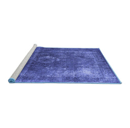 Sideview of Machine Washable Oriental Blue Industrial Rug, wshurb2204blu