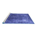 Sideview of Machine Washable Oriental Blue Industrial Rug, wshurb2204blu