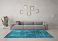 Machine Washable Oriental Light Blue Industrial Rug, wshurb2204lblu