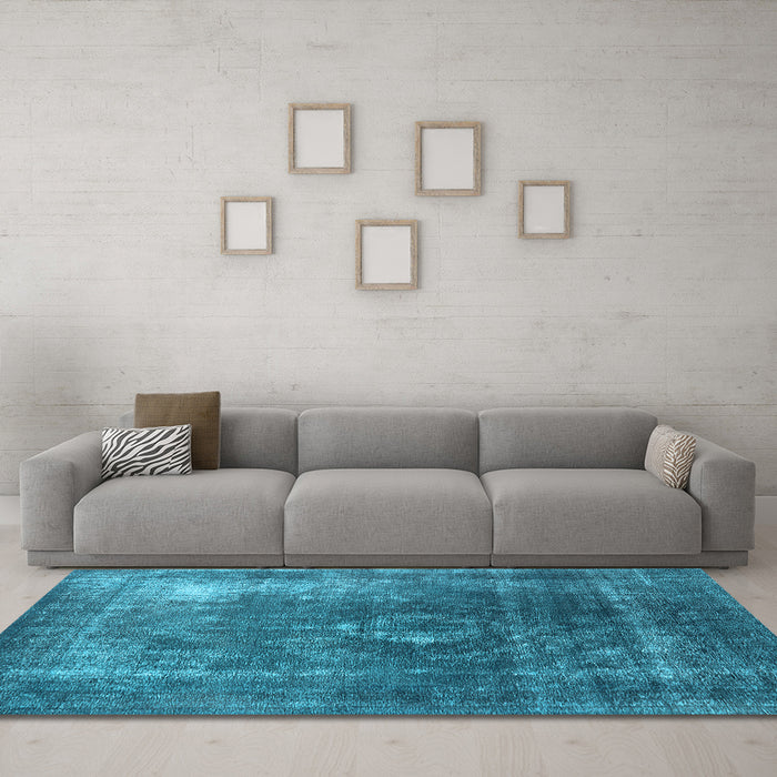 Machine Washable Oriental Light Blue Industrial Rug in a Living Room, wshurb2204lblu