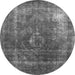 Round Oriental Gray Industrial Rug, urb2204gry