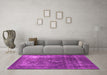 Machine Washable Oriental Pink Industrial Rug in a Living Room, wshurb2204pnk