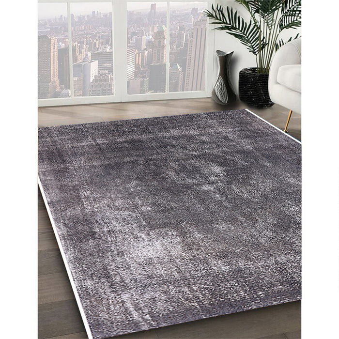 Mid-Century Modern Gunmetal Gray Oriental Rug in Family Room, urb2204