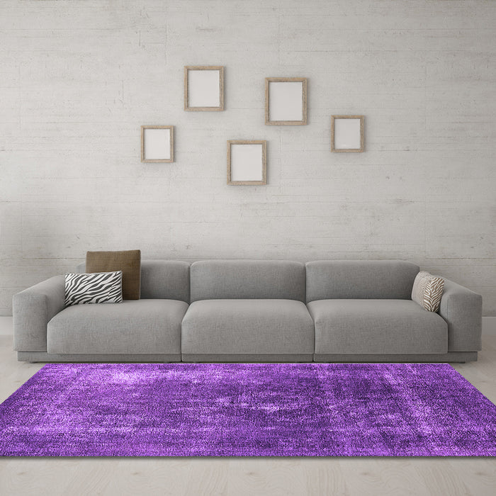 Machine Washable Oriental Purple Industrial Area Rugs in a Living Room, wshurb2204pur