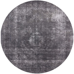 Round Machine Washable Industrial Modern Gunmetal Gray Rug, wshurb2204